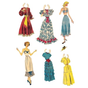 Printable vintage paper dolls with cut out dresses