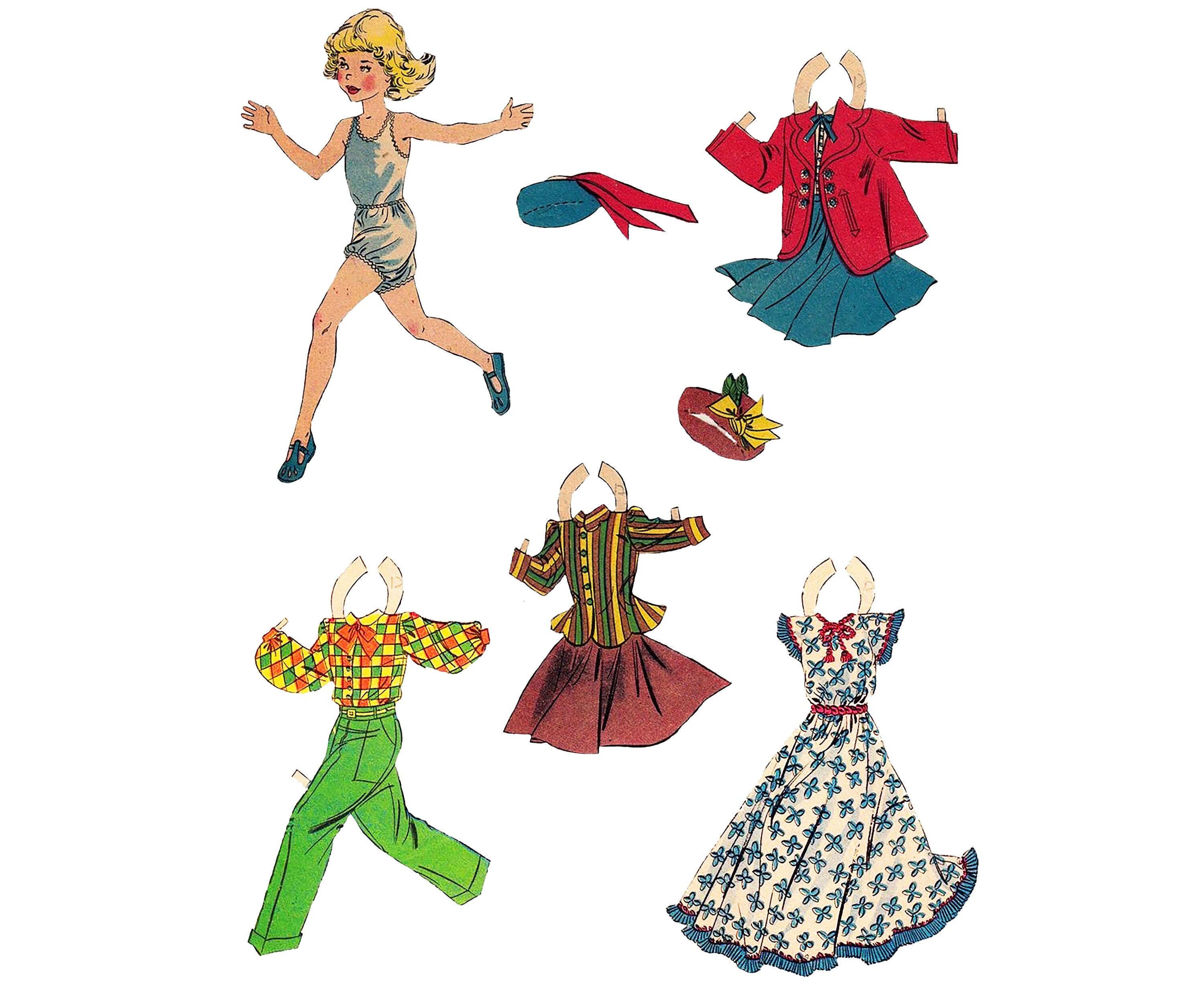 Spring Paper Dolls Printable Vintage Spring Paper Doll With Cut Out Dresses - Etsy
