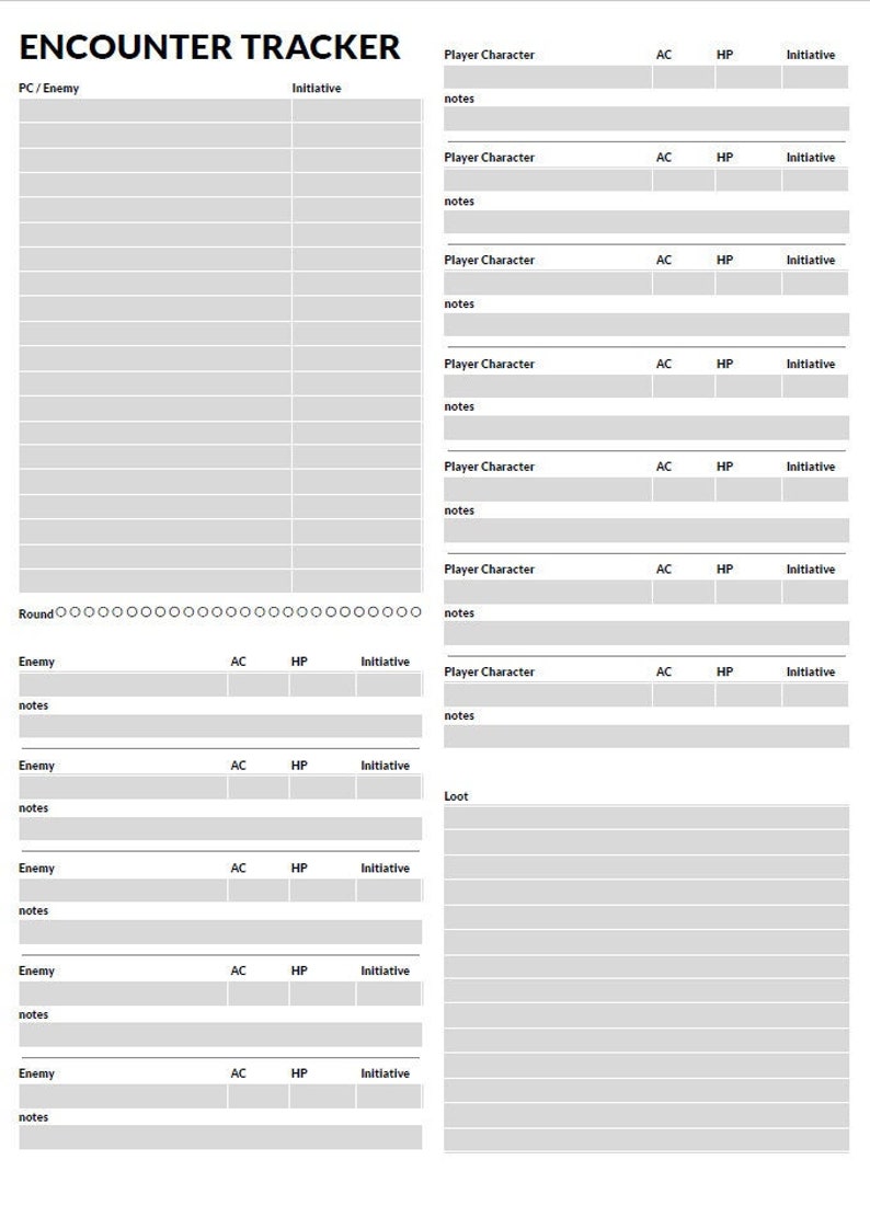 Dnd DM and Player Sheets Kit - Etsy