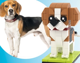 Ganzkörper Anpassbarer Beagle 1 Hund Foto Kundenspezifische Backsteinfiguren Kleine Partikelblock-Brick Me-Figuren Nur für Beagle