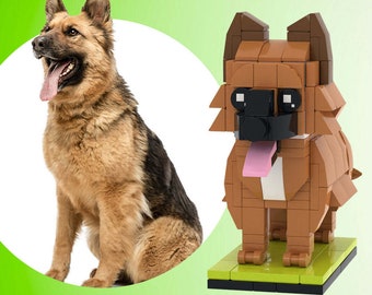 Ganzkörper Anpassbarer Deutscher Schäferhund 1 Hund Foto Benutzerdefinierte Brick Figuren Kleine Partikelblock Brick Me Figuren Kundenspezifischer Deutscher Schäferhund