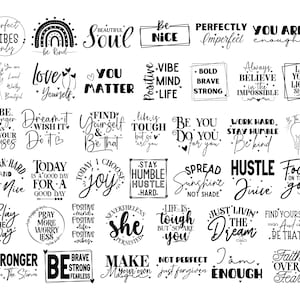 40 motiverende SVG-bundel, positief citaat, zeggen SVG, PNG-bestanden, grappige citaten gesneden bestanden voor cricut, inspirerende SVG