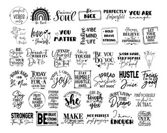 40 Motivational Svg Bundle, Positive Quote, Saying Svg, Png Files, Funny Quotes cut files for cricut, Inspirational svg