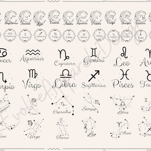 Sternzeichen SVG Bundle, Sternzeichen Konstellation SVG, Astrologie, Horoskop, Sternzeichen Clipart Png, Horoskop SVG Bundle, Sternzeichen SVG