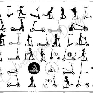 Kick Scooter SVG, Straßenfahrzeug treten, Riding Rider, Fahrt Transport, Übung Workout Scooter svg, Scooter Spieler svg, Stunt Scooter