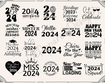 Happy New Year Svg Bundle,  New Year's Eve Svg, Cheers 2024 Svg,  New Year 2024, New Year Quote Svg Bundle,  New Year Party T shirt