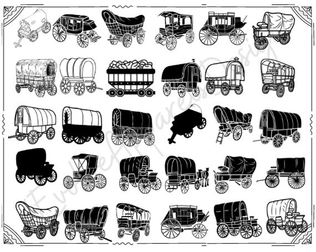 30 Wagon SVG Bundle, Gypsy Caravan Svg, Gypsy Wagon Clipart, Gypsy