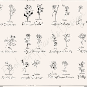 Birth Month Flowers svg,Birth Month Flower Bouquet svg, Wildflower Bouquet, Birthday Flower svg,Birth Flower Svg, Floral svg, Botanical svg