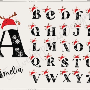 Alfabeto de Natal SVG, svg para Cricut, Silhouette Cameo, Personalize a ideia de presentes de Natal png sublimação, letras A-Z Monograma svg, pacote