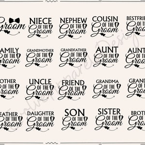 Familie des Bräutigams SVG, Bräutigam SVG, Hochzeit Zeichen svg, geschnitten Datei, Sublimation, Braut svg, Hochzeit Party svg, gerade verheiratet svg
