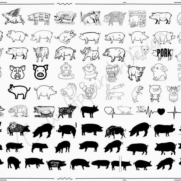 pig svg bundle, pig png bundle, pig svg cut files cricut, pig clipart, pig vector, Farm Animal Svg, Cute Pig Svg, Animal Svg file, pig baby