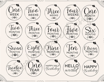 Baby Milestone SVG, Monthly Stats, First Year (Digital Files)