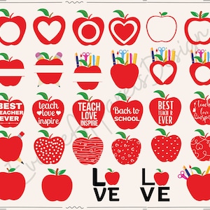Apple SVG, Apple Cut File,Apple Monogram Svg, Apple Clipart,Apple Silhouette,Apple Name SVG, Split Apple,Teacher Name Svg, Crayon Png,School