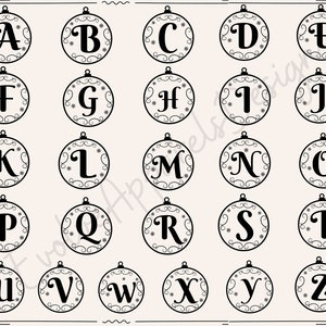Rond kerstmonogram | Ornamenten SVG, Kerstmis SVG Alfabet, Kerstmis SVG Letters, Kerstmis Familie Monogram Svg