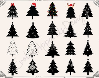Christmas Tree SVG Bundle, Ornaments, Pine Tree Clipart (Digital Files)