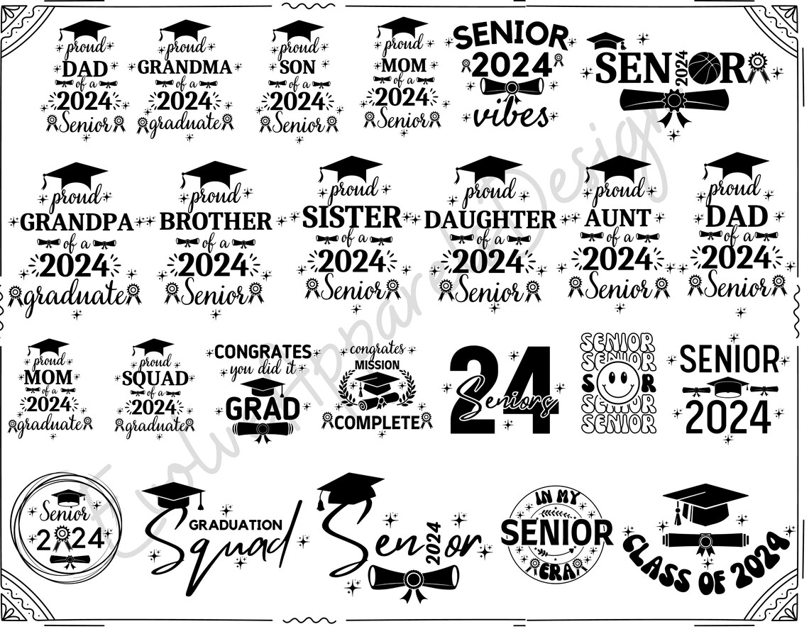 Senior 2024 SVG Bundle, Proud Mom of 2024 Graduate SVG, Senior Class ...