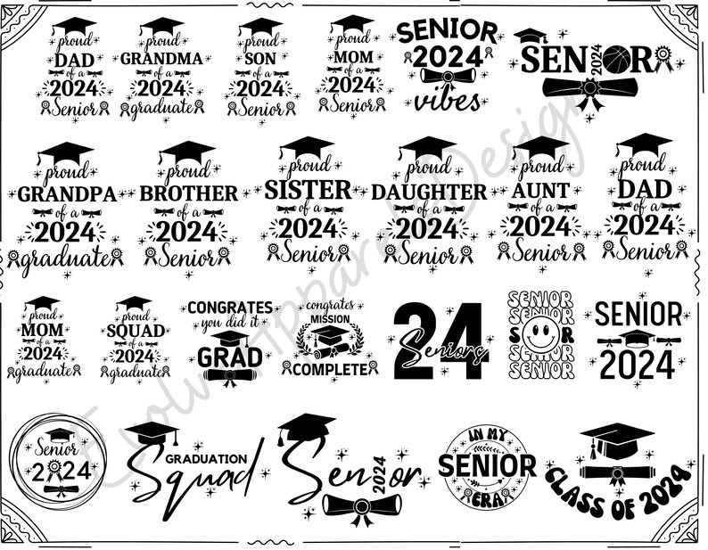 Senior 2024 SVG Bundle, Proud Mom of 2024 Graduate SVG, Senior Class ...