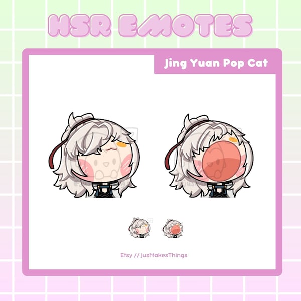 Animated Pop Cat Jing Yuan from Honkai Star Rail Emote for Youtube Discord Twitch