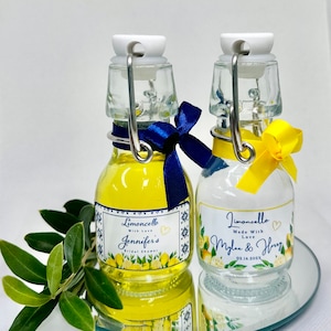 Fill your own Limoncello swing  lid glass Bottle with Ribbon Bow,  Limoncello shot favors, Limoncello party favors, Min order is 30 units