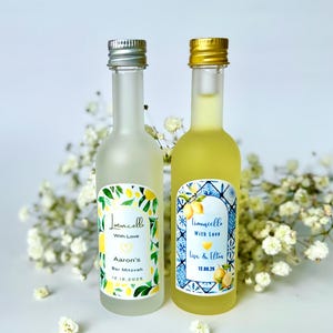 Wedding Favors | Fill your own Limoncello | Frosted Glass mini bottle   | Limoncello Bonbonniere | Mediterranean Favors | Mini Limoncello