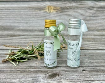 Personalized Olive Oil Wedding Favors | Mini Glass Tubes