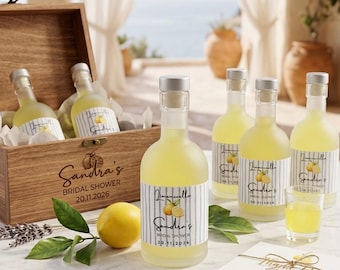 Frosted Glass Limoncello Favor Bottles: DIY Wedding Bonbonniere (50ml)