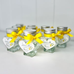 Mini Flaschen, Hochzeitsgeschenke, Füllen Sie Ihren eigenen Limoncello, herzförmige Glasflasche, Amalfiküsten-Gefälligkeiten, Hochzeit Bonbonniere, Hochzeitsgeschenk