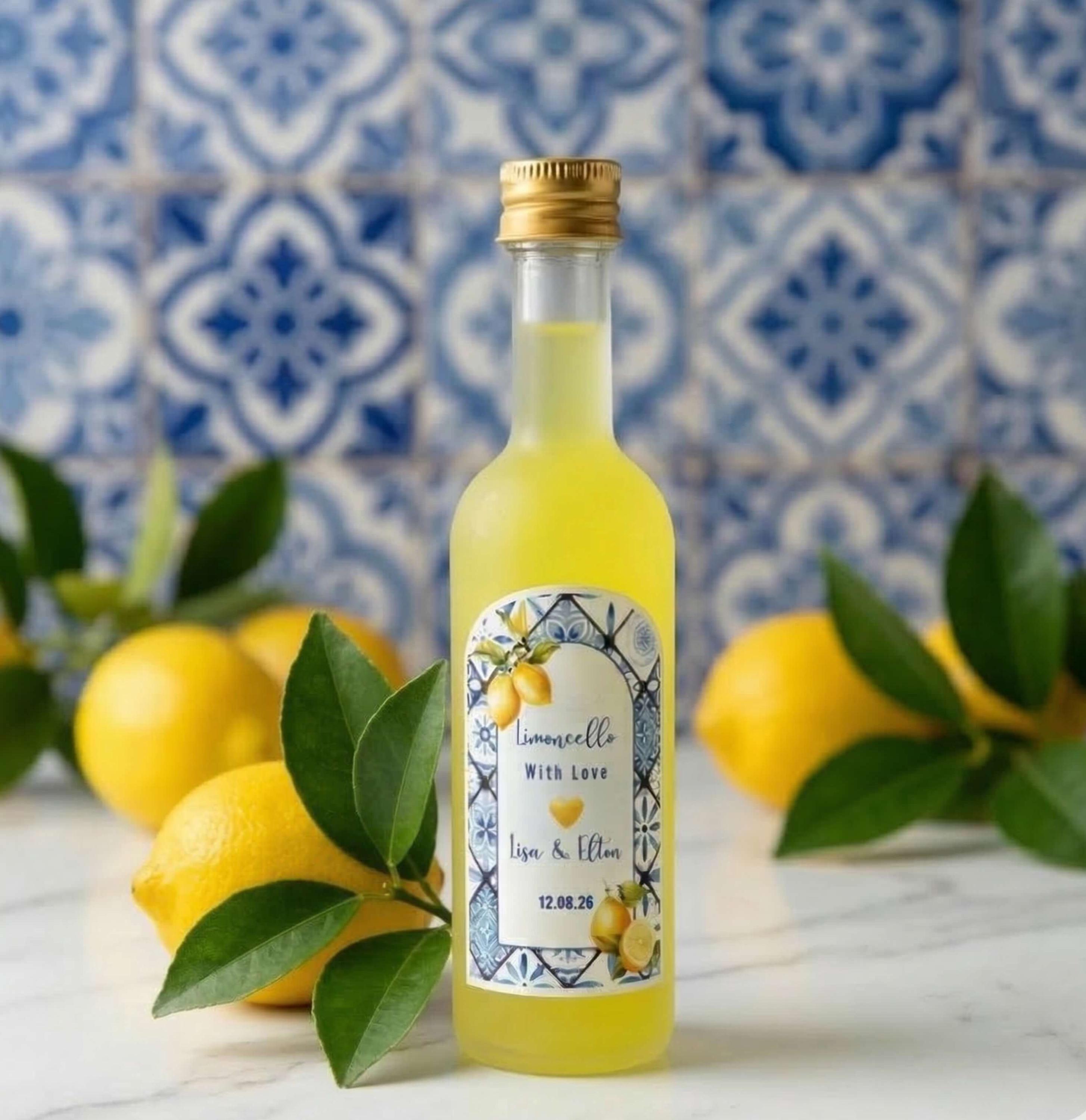 Frosted Glass Limoncello Favor Bottles