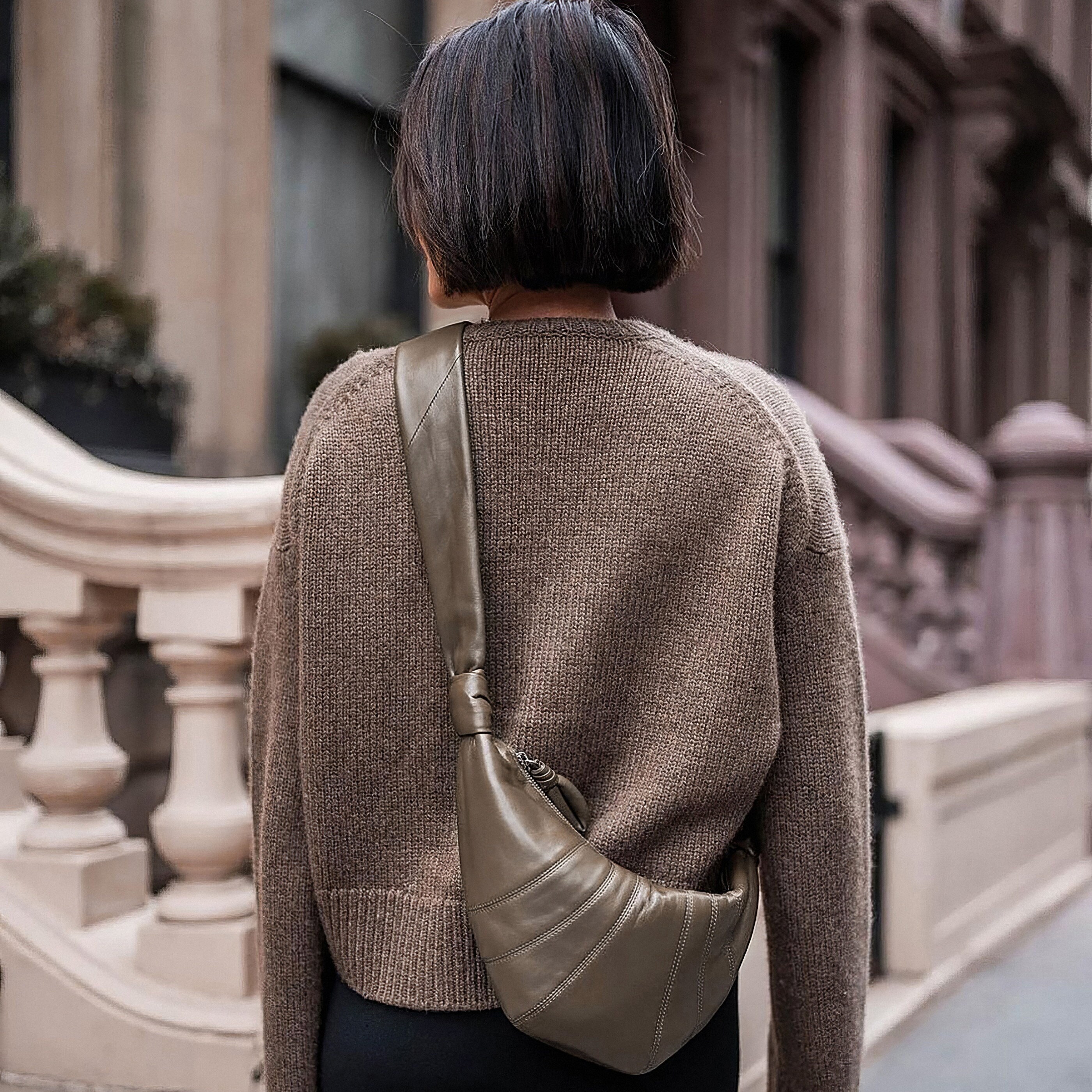 The Row Margaux 17 Large Leather Tote Bag in Brown