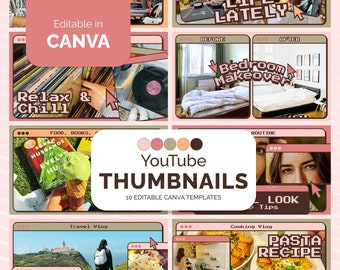 YouTube Thumbnail Template, Branding Kit for Content Creator, Lifestyle Vlog YT Channel, Modern UI Window, Video Cover, Editable in Canva