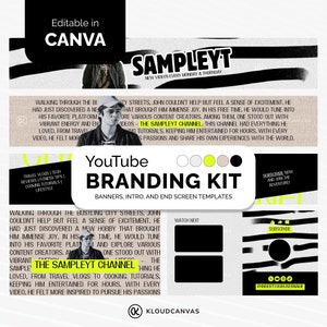 YouTube Branding Kit, Brand Kit für Content Ersteller, YT Banner, Intro, Outro, DIY bearbeitbar in Canva, moderner Lebensstil Mann, Buchästhetik