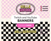 Twitch Banner, YouTube Banner Template, Custom Channel Banner, DIY Editable in Canva, Stream Gaming Channel, Retro Aesthetic Gamer, Vtuber