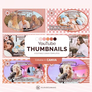 YouTube Thumbnail Template Lifestyle Podcast Episodes, Branding Kit for Content Creator Podcaster, YT Channel Video Cover, Editable in Canva