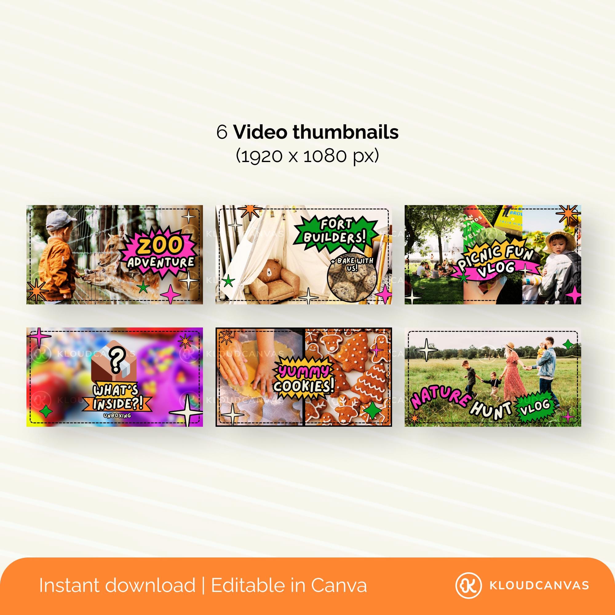 Youtube Thumbnail Template Colorful, Branding Kit for Content Creator ...