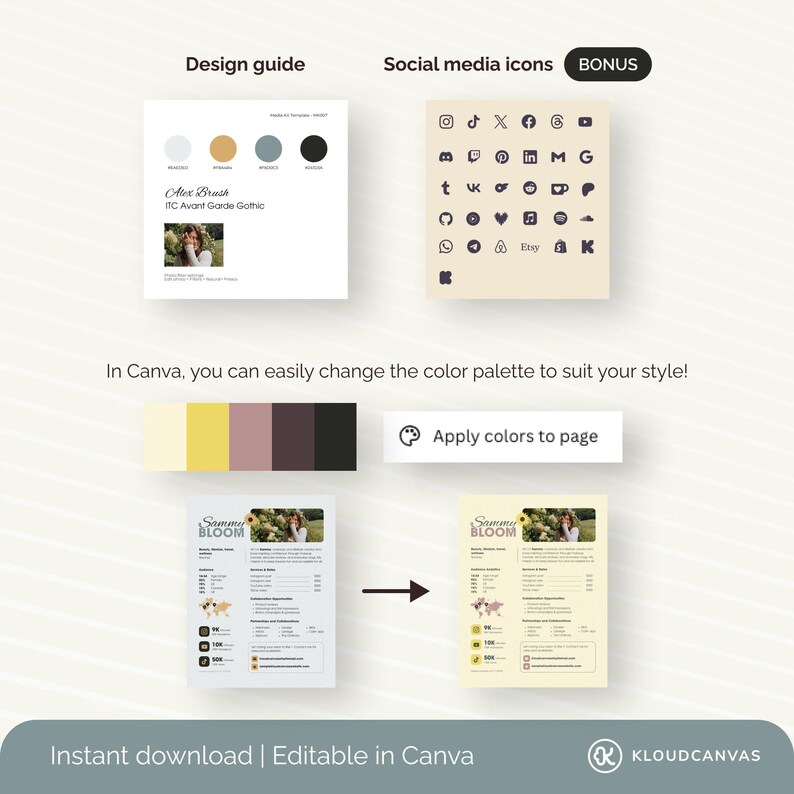 1-page Influencer Media Kit Template for UGC Content Creator, Social ...