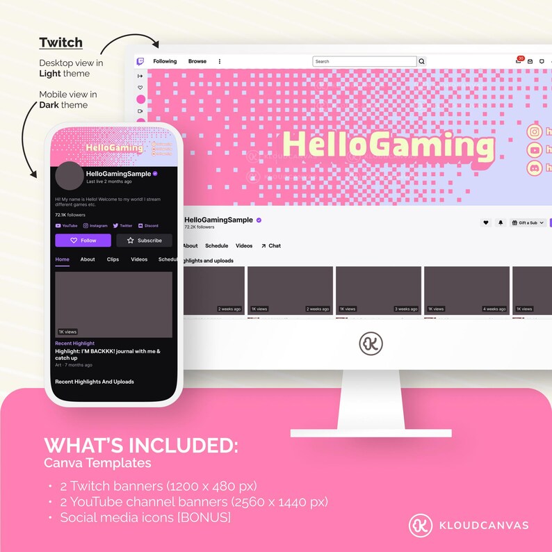 Twitch Banner, Youtube Banner Template, Custom Channel Banner, DIY ...