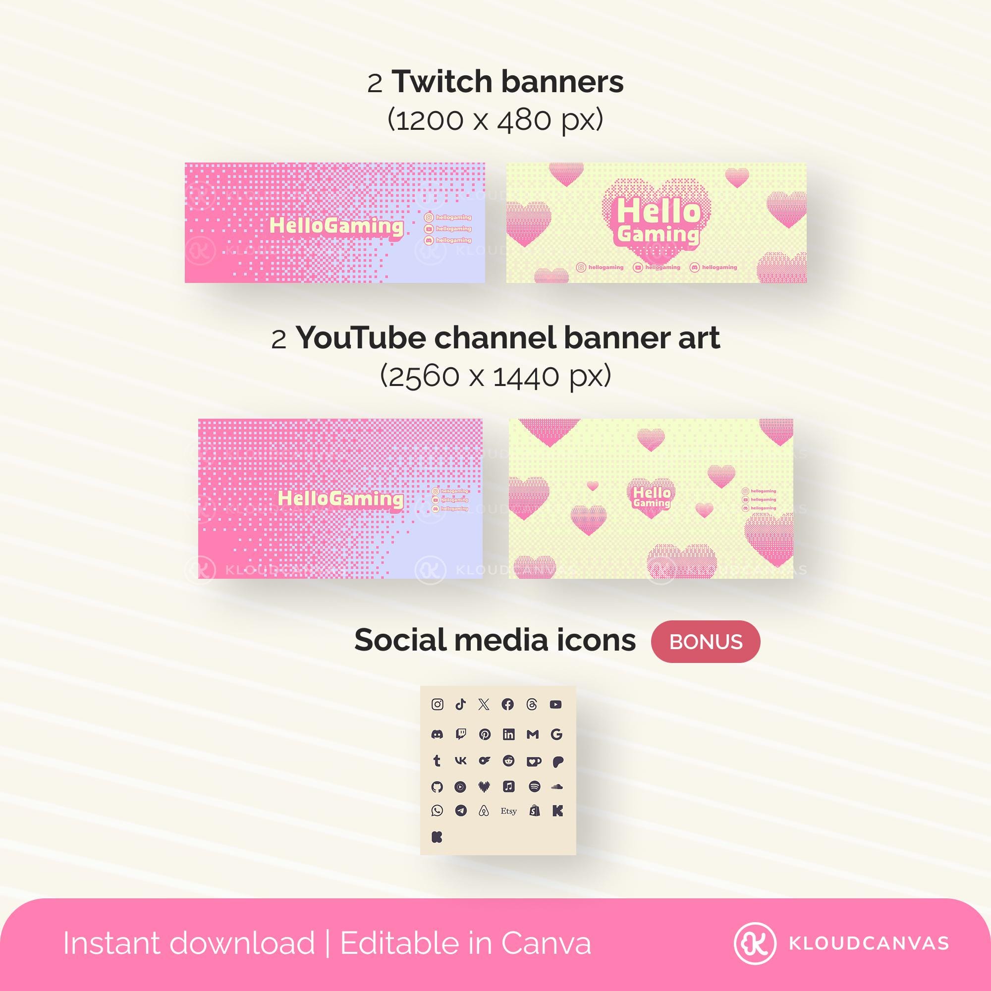 Twitch Banner, Youtube Banner Template, Custom Channel Banner, DIY ...