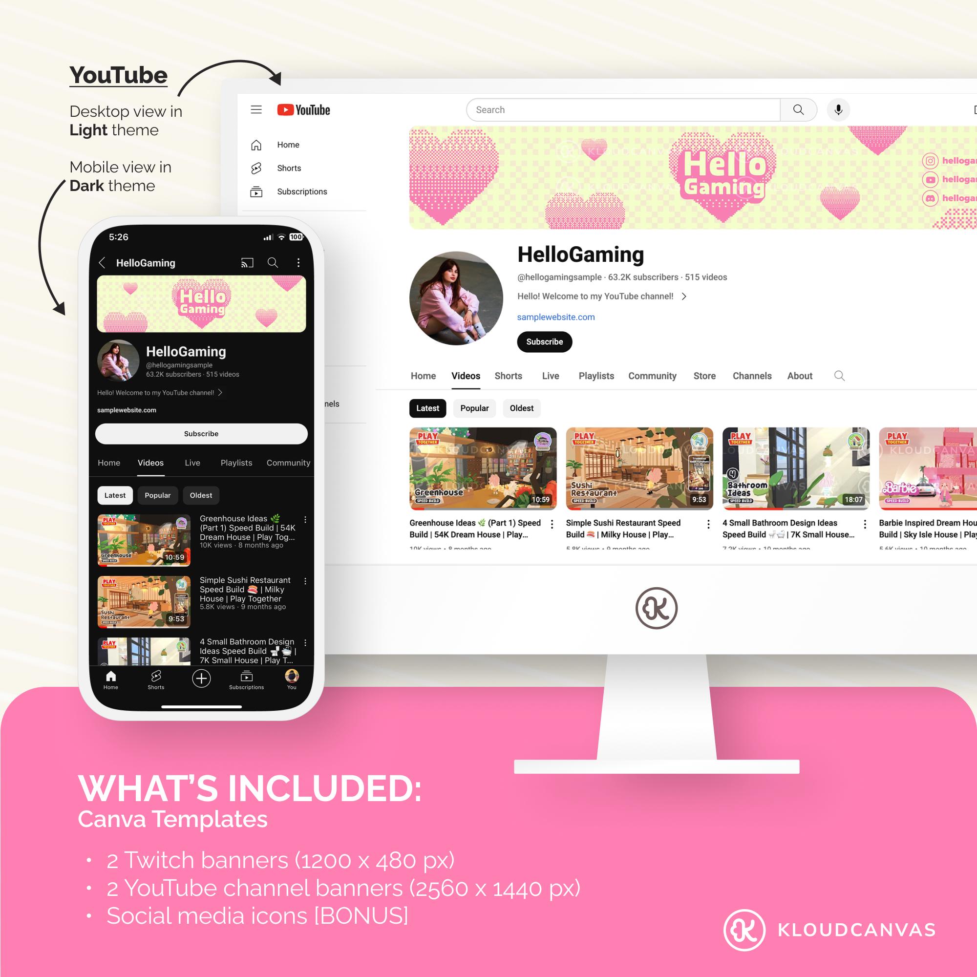 Twitch Banner, Youtube Banner Template, Custom Channel Banner, DIY ...