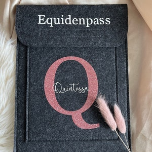 Equidenpass Hülle, personalisierte Pferdepass Hülle aus Filz, Anthrazit, Geschenk für Beste Freundin, Geschenk Pferdemädchen, Pferdezubehör Bild 3