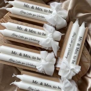 Verlobung Stabkerze, Verlobungsgeschenk, Geschenkidee, Mitbringsel, Kleinigkeit, Mr. & Mrs. To Be, Alles Gute zur Verlobung, Engagement