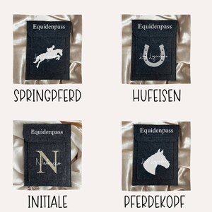 Equidenpass Hülle, personalisierte Pferdepass Hülle aus Filz, Anthrazit, Geschenk für Beste Freundin, Geschenk Pferdemädchen, Pferdezubehör Bild 5