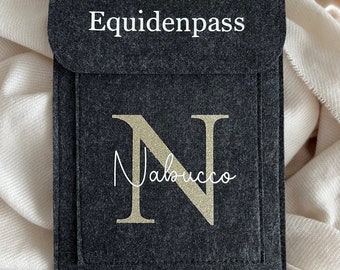 Equidenpass Hülle, personalisierte Pferdepass Hülle aus Filz, Anthrazit, Geschenk für Beste Freundin, Geschenk Pferdemädchen, Pferdezubehör