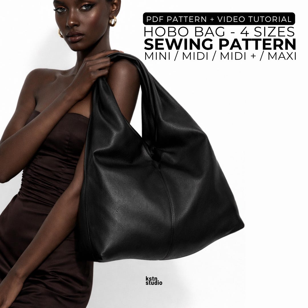 Hobo Bag Sewing Pattern PDF, Slouchy Tote Handbag, Magnetic Snap ...