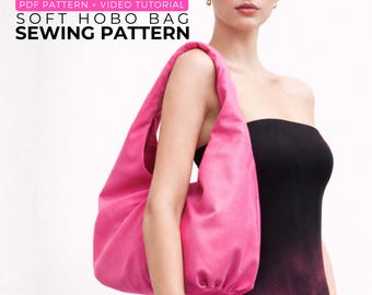 Slouchy Hobo Bag Sewing Pattern PDF, Oversized Shoulder Tote, Large Purse DIY Tutorial