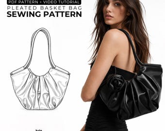 Basket Bag Sewing Pattern PDF, Designer Shoulder Purse DIY Tutorial