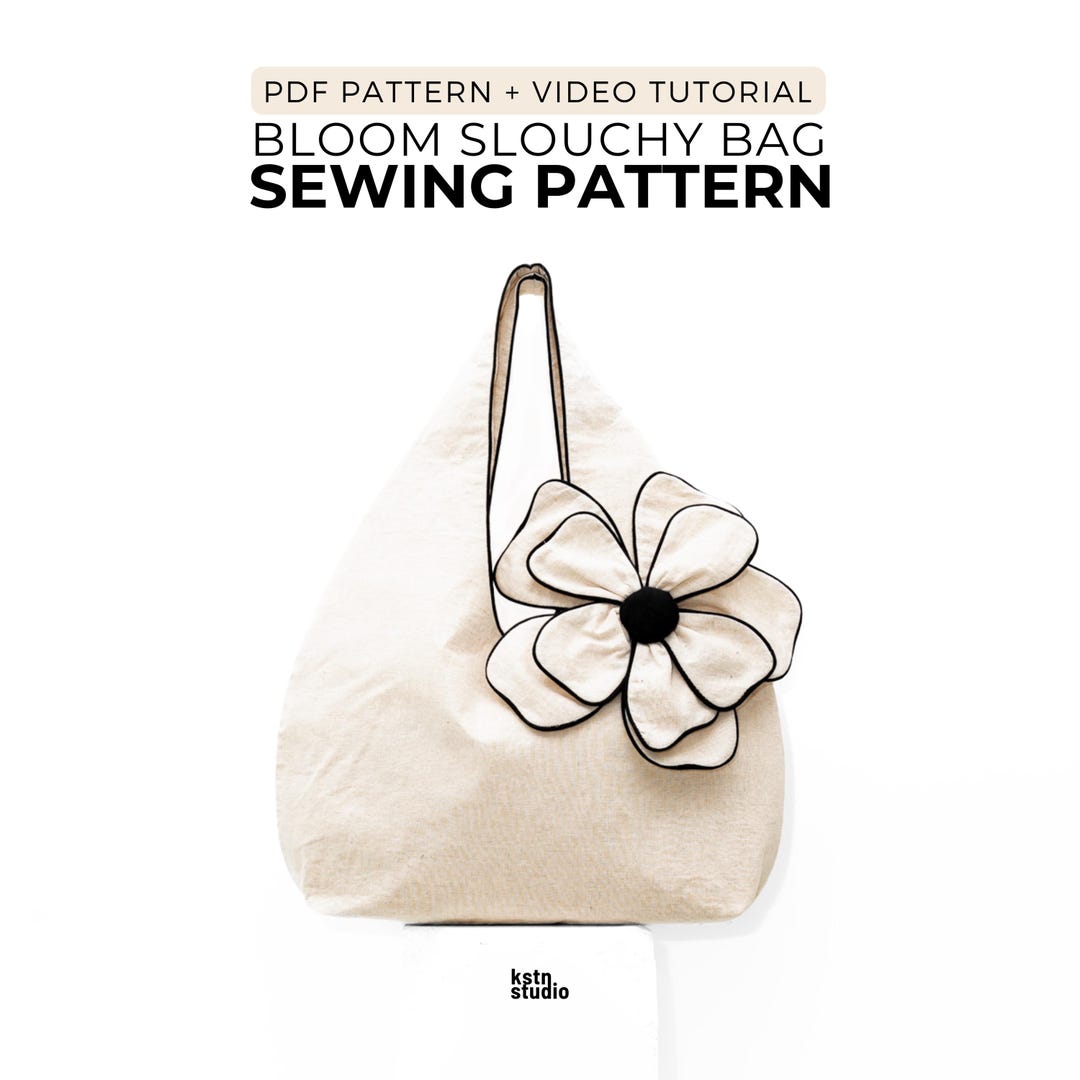 Slouchy Hobo Bloom Bag Sewing Pattern – DIY Tote With Fabric Flower ...