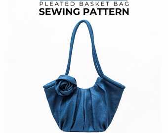 Pleated Basket Bag Sewing Pattern, Structured Shoulder Bag Tutorial (PDF Download)