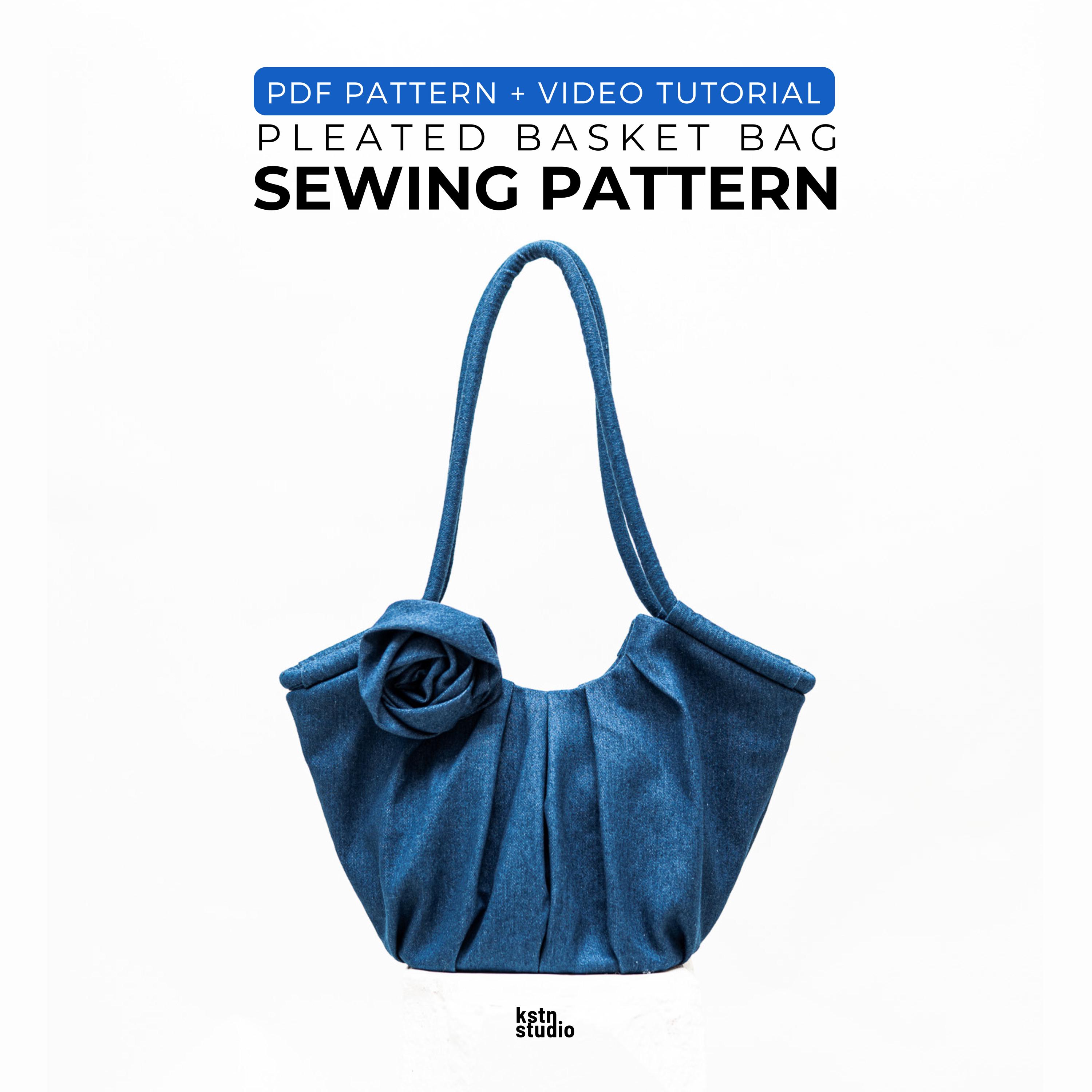 Basic Pleated Rucksack Pattern Pleated Basket Bag Sewing Pattern, Structured Shoulder Bag Tutorial ...