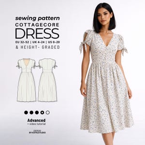 Cottagecore Midi Kleid Schnittmuster | Button Front V-Neck Sommerkleid (PDF Download)