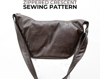 Crescent Bag Sewing Pattern PDF, Half Moon Crossbody Purse, Zipper Shoulder Handbag DIY